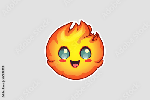 Fire drop icon face, fire drop character design 