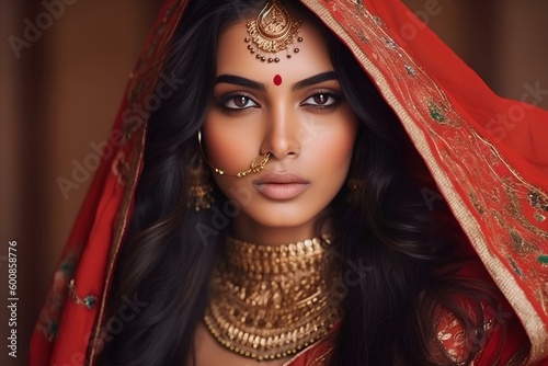 The captivating indian female model effortlessly blends tradition and modernity with her enchanting style. generative AI