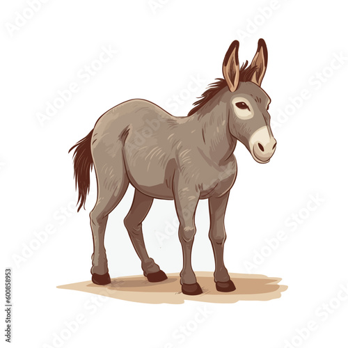 A donkey cute animal cartoon character illustration created with Generative AI technology