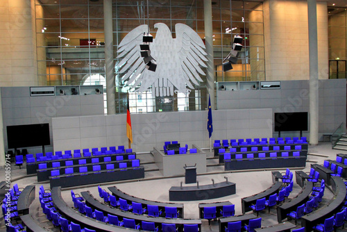 The Bundestag chamber in Berlin, seat of the German parliament
 photo