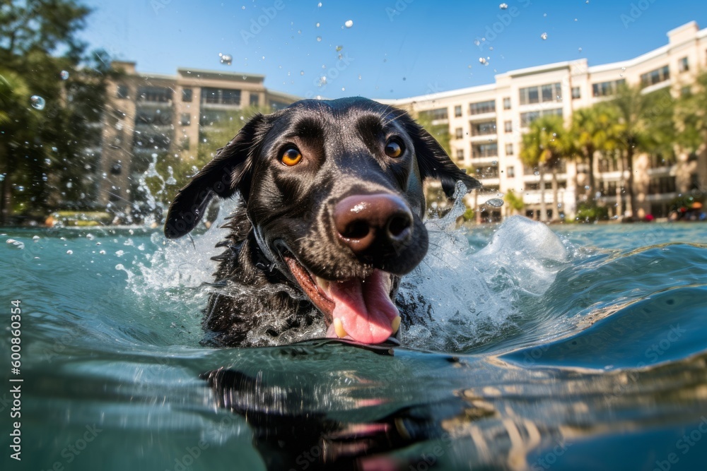 Medium shot portrait photography of a curious labrador retriever