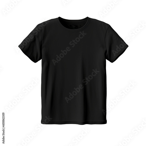 Basic black t-shirt on isolated background. Generative AI