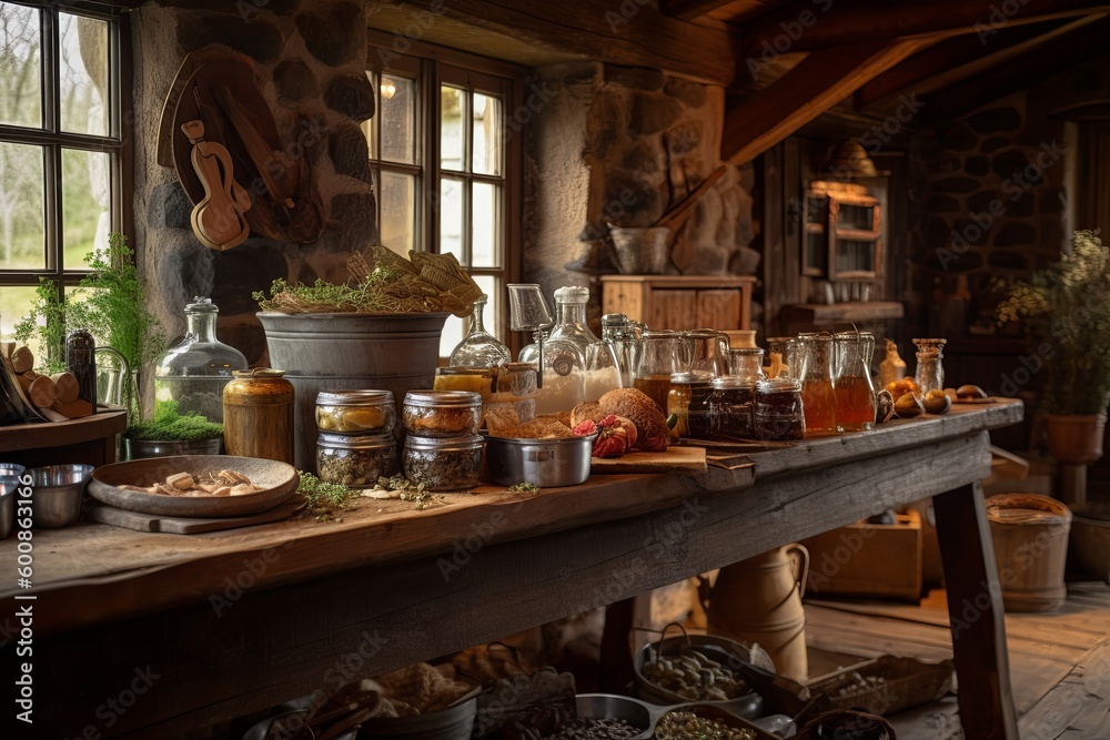 Fototapeta premium Close up of food on table