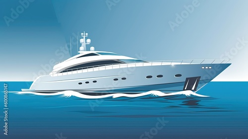 Luxury yacht illustration created with Generative AI technology. © aigarsr