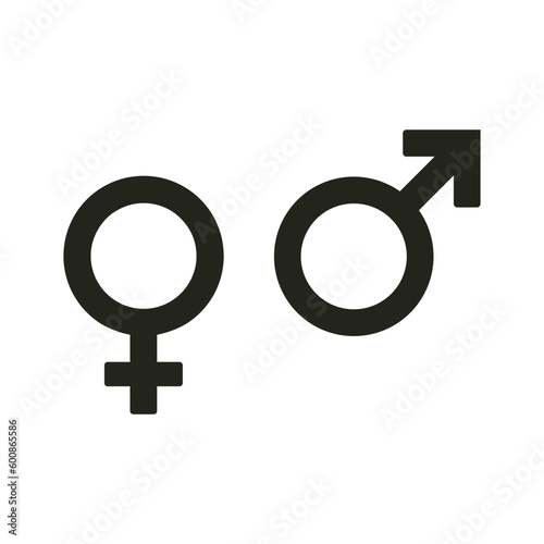 Vector illustration of gender symbols. Male and female icon set.