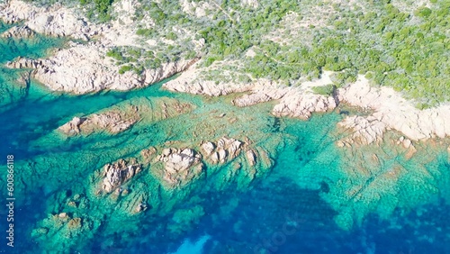 The Tranquil Harmony of Nature: Aerial Panorama of the Unspoiled Rocky Coastline and Turquoise Waters near Bonifacio, Corsica