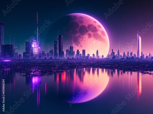 Night vision skyline   city background genereted by A.I