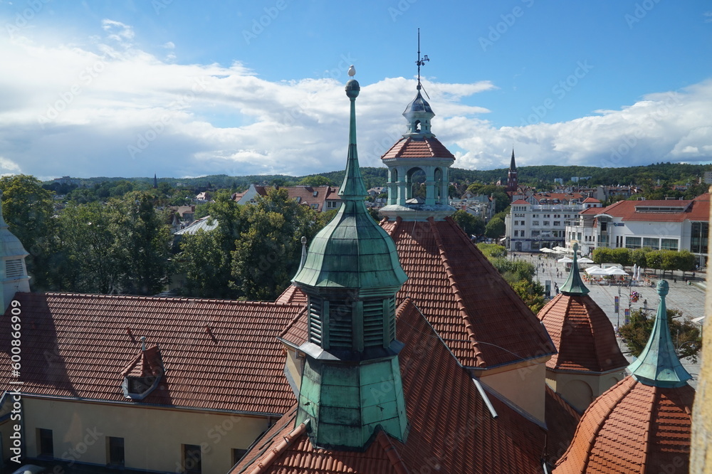 Obraz premium View from the lighthouse to the center of the city of Sopot on the shore of the Baltic Sea. Poland