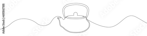 Teapot, kettle sign line continuous drawing vector. One line Teapot, kettle vector background. Teapot, kettle icon. Continuous outline of Teapot, kettle. Linear Teapots, kettles design.
