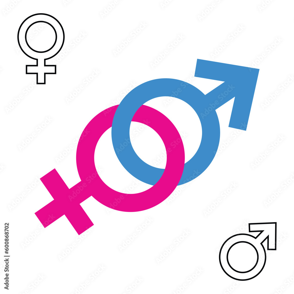 Gender Icon pink and blue symbol, Male and female symbol for your web site design, logo, app, UI. Vector illustration, isolated on white background Gender Icon pink and blue symbol, Male and female symbol for your web site design, logo, app, UI. Vector illustration, isolated on white background