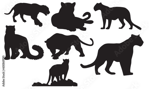 Panther silhouette set of 07 vector illustration