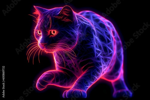 neon mesmerizing chaos cat, dynamic composition and dramatic lighting. generative AI © yj