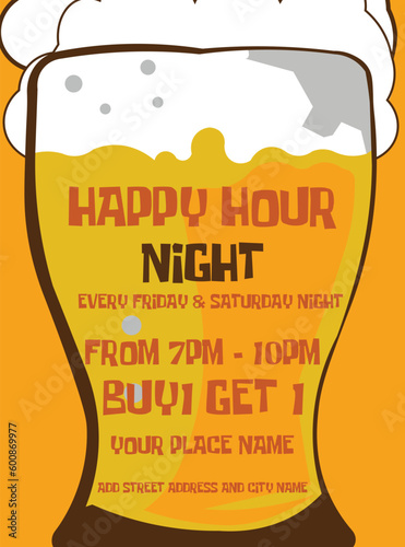 happy hour beer party poster flyer social media post design