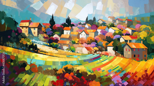 fauvism landscape countryside italy - by generative ai