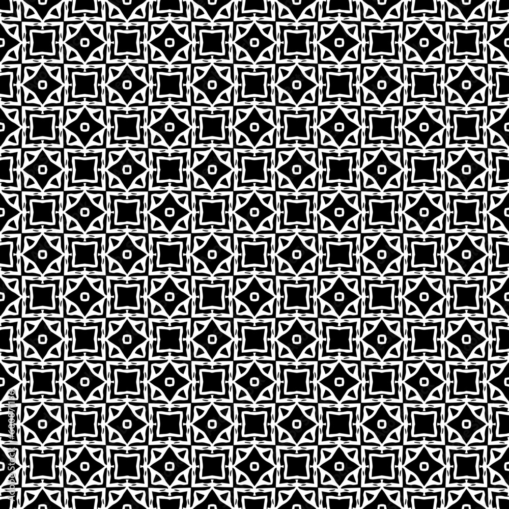 Black and white seamless pattern texture. Greyscale ornamental graphic design. Mosaic ornaments. Pattern template. Vector illustration. EPS10.