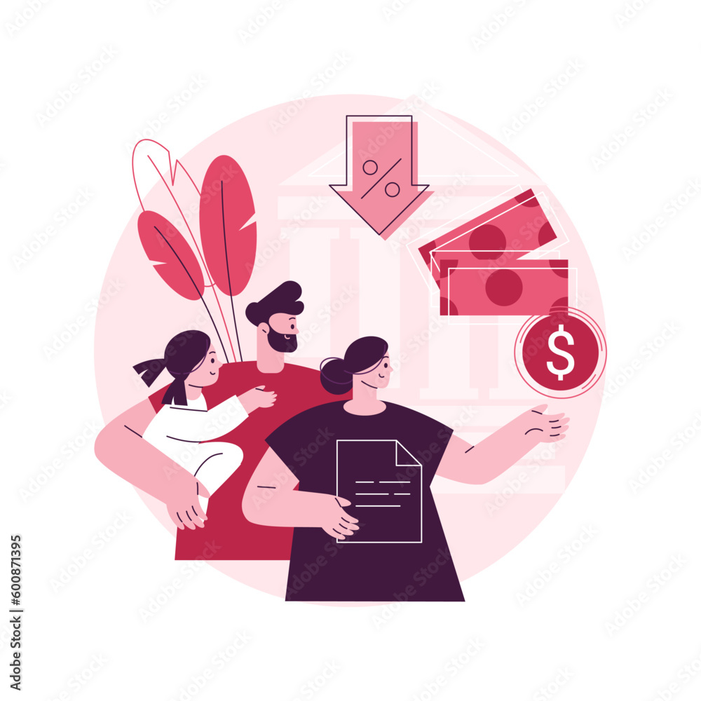 Care tax credit abstract concept vector illustration. Family support, low income, tax year, child care expense deduction, online application, bank account and bill payment abstract metaphor.