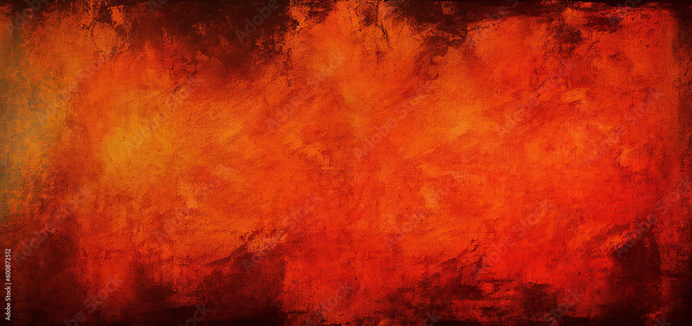 Textured abstract bright orange grunge background. Generative AI