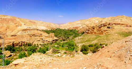 Landscape and a local village in the High Atlas
