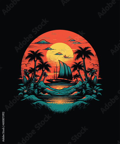 Summer Graphic T-shirt Design and illustration