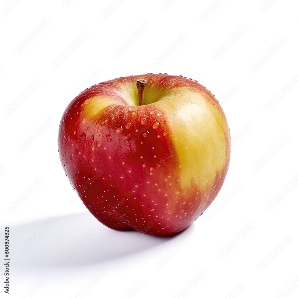 A vivid red and yellow Apple isolated on a white background, created by Generative AI
A vivid red and yellow Apple isolated on a white background, created by Generative AI