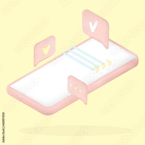 3D vector minimal social media pink mobile phone © Anna