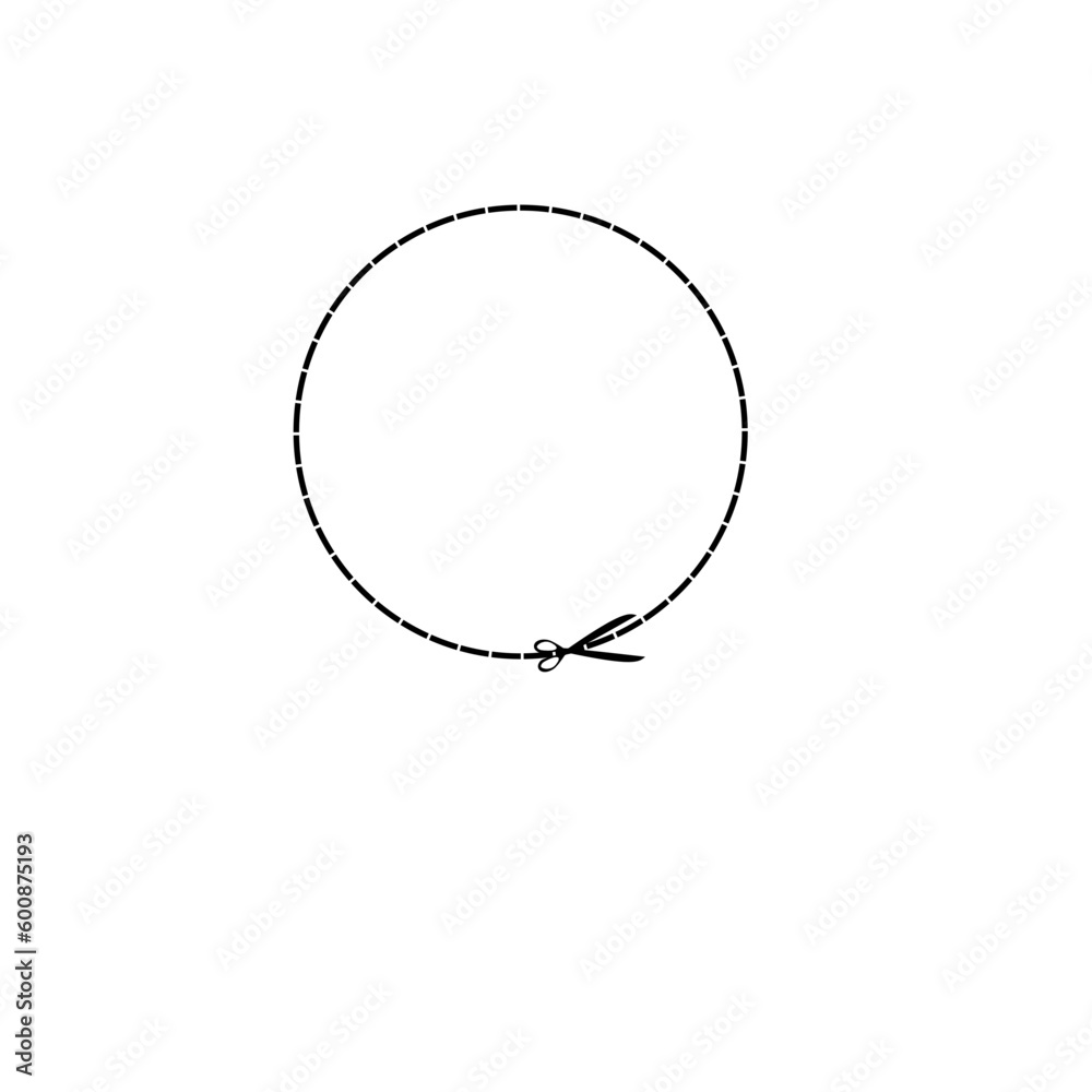 Set of scissors cutting shapes and lines Set of scissors cutting shapes and lines