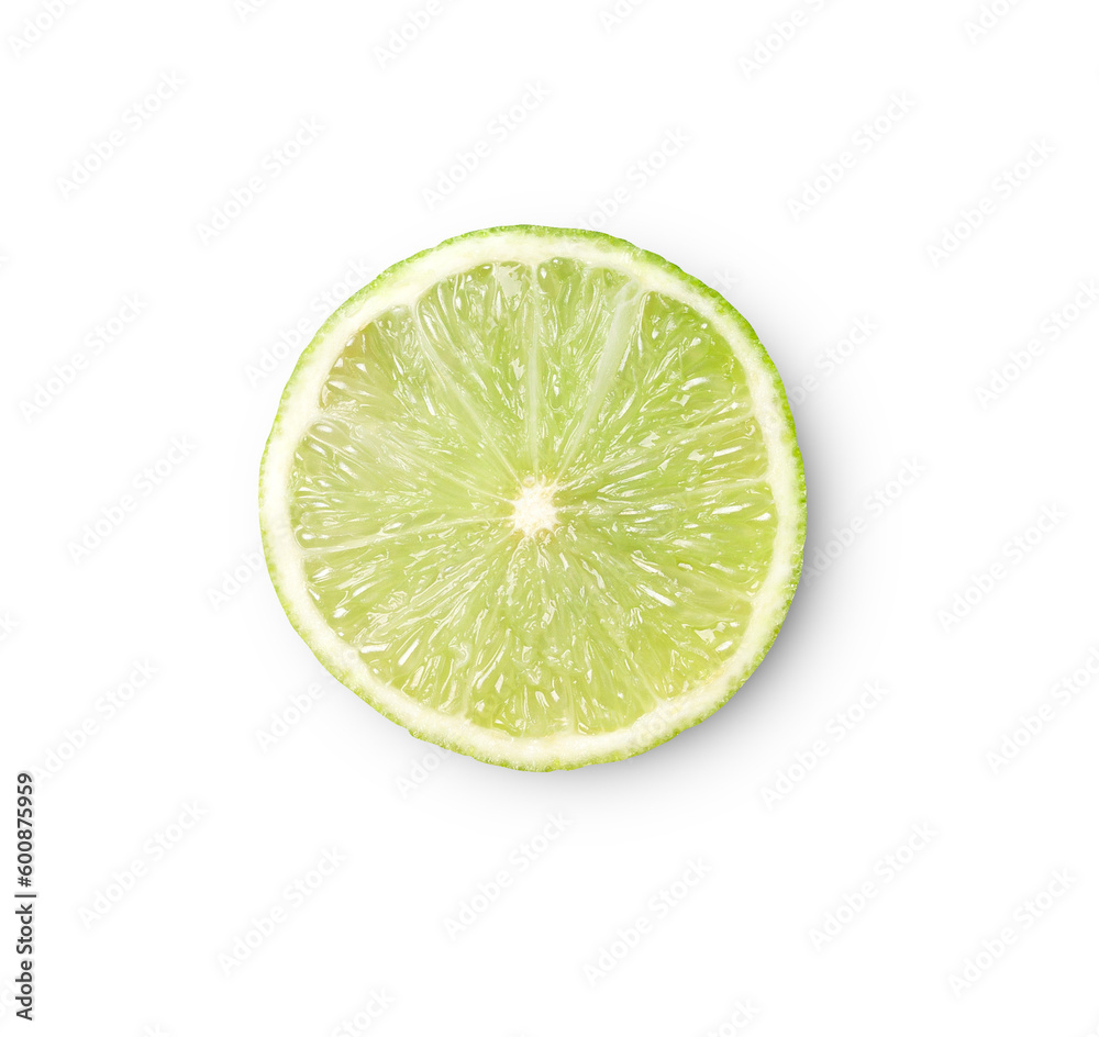 lime slice with shadow isolated on transparent background