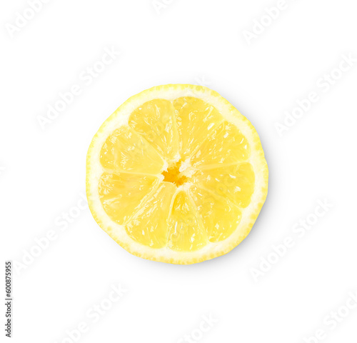 lemon slice with shadow isolated on transparent background