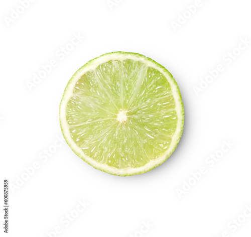 lime slice with shadow isolated on transparent background