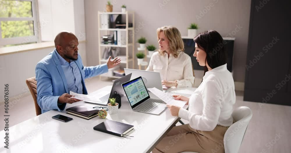 Office Meeting Conflict Argument. Diverse Team Office Meeting Conflict Argument. Diverse Team