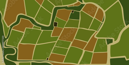 Aerial view of the rice field background. Vector illustration