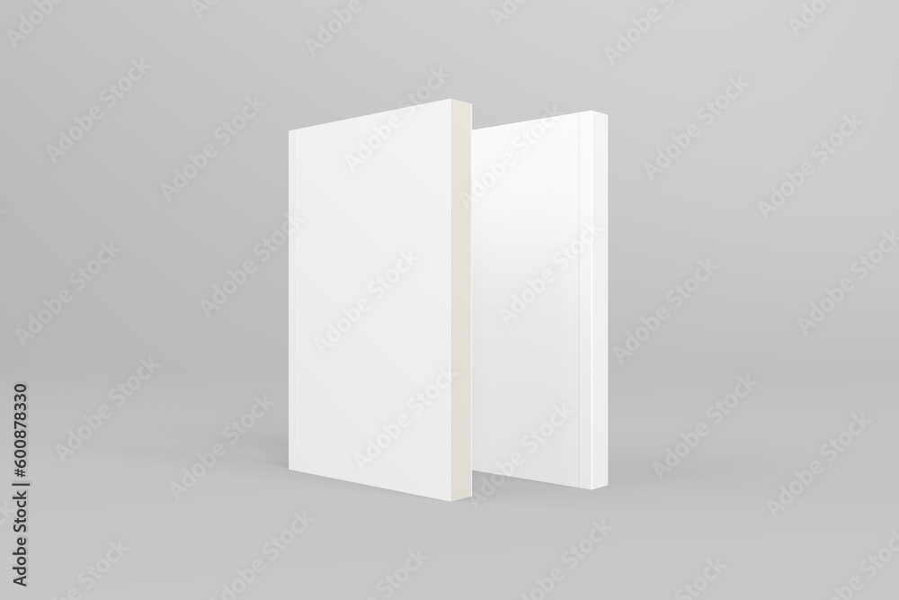 2 softcover book mockups are standing on a gray background, designed with 3D render visual effects that are indistinguishable from reality. A mockup, with flashy white covers resembling a real book. 2 softcover book mockups are standing on a gray background, designed with 3D render visual effects that are indistinguishable from reality. A mockup, with flashy white covers resembling a real book.