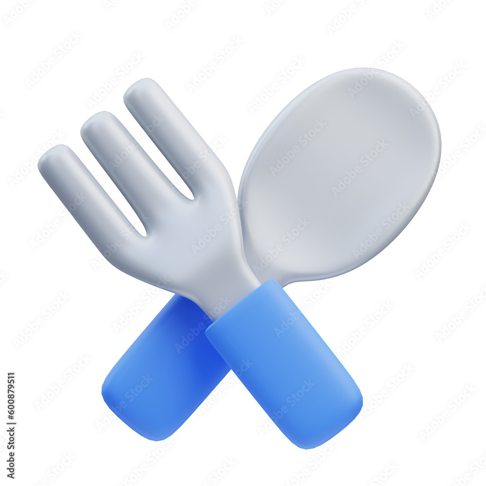 3d render illustration of spoon and fork icon, Home ware themed, household items 3d render illustration of spoon and fork icon, Home ware themed, household items