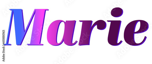Marie - pink and blue color - female name - ideal for websites, emails, presentations, greetings, banners, cards, books, t-shirt, sweatshirt, prints	
