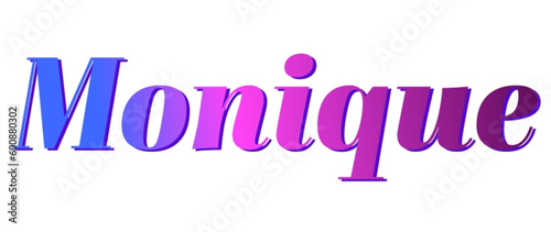 Monique - pink and blue color - female name - ideal for websites, emails, presentations, greetings, banners, cards, books, t-shirt, sweatshirt, prints	
