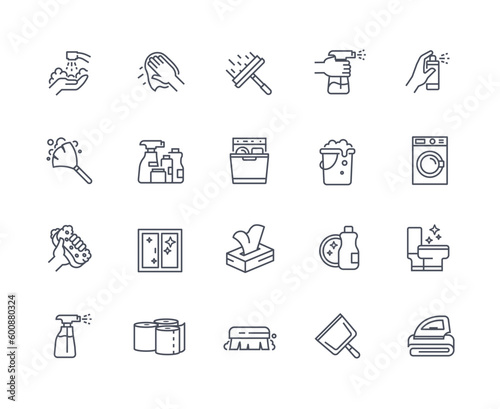 Cleaning icons outline set