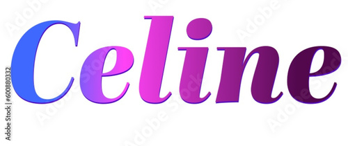 Celine - pink and blue color - female name - ideal for websites, emails, presentations, greetings, banners, cards, books, t-shirt, sweatshirt, prints	
