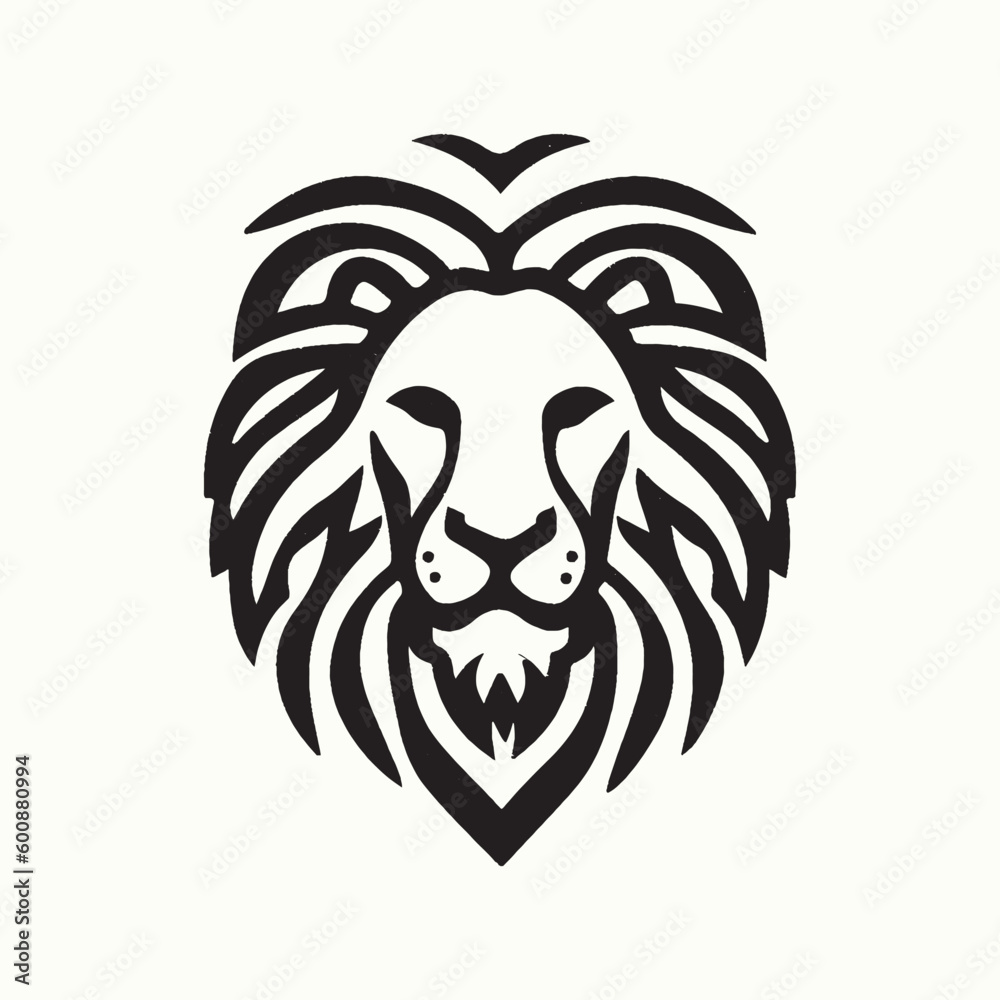 Obraz premium Lion head line art silhouette logo template vector illustration