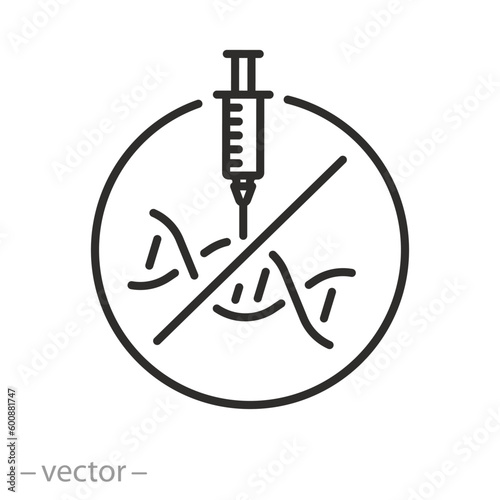 gmo free icon, healthy food, without genetically modified organism, thin line symbol - editable stroke vector illustration