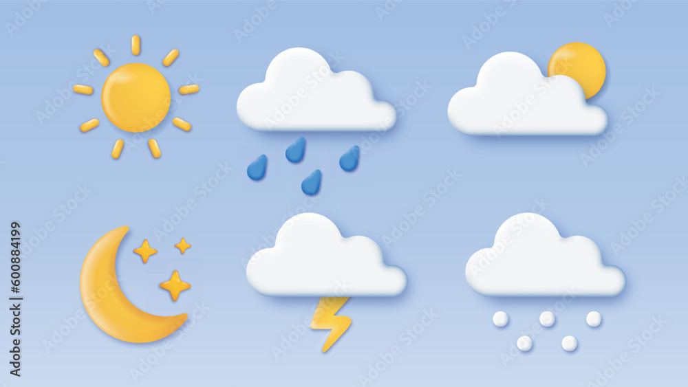 Fototapeta premium 3D weather icons set