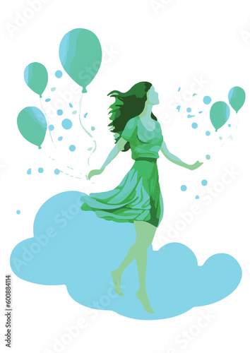 girl with balloons  vector image