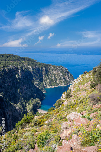 Butterfly Valley is a valley in Fethiye district of Mugla Province, southwestern Turkey, which is home to diverse butterfly species.