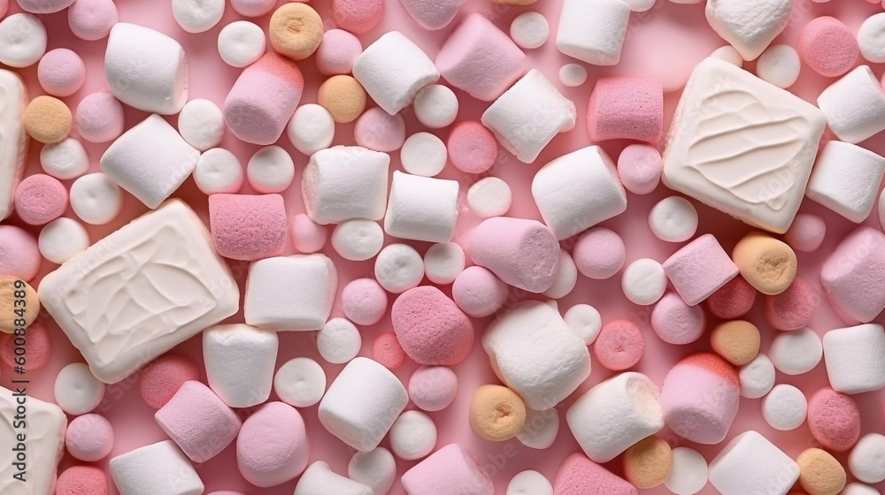 Colorful marshmallows seamless background, top view. AI generated Colorful marshmallows seamless background, top view. AI generated
