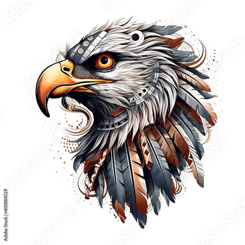 eagle head calculated in a reative,tattoostyle as clipart 