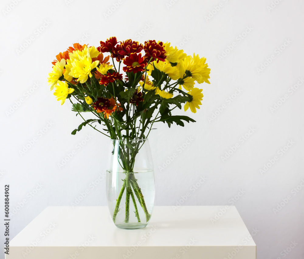 Chrysanthemum bouquet on the light soft background. Chrysanthemum bouquet on the light soft background.