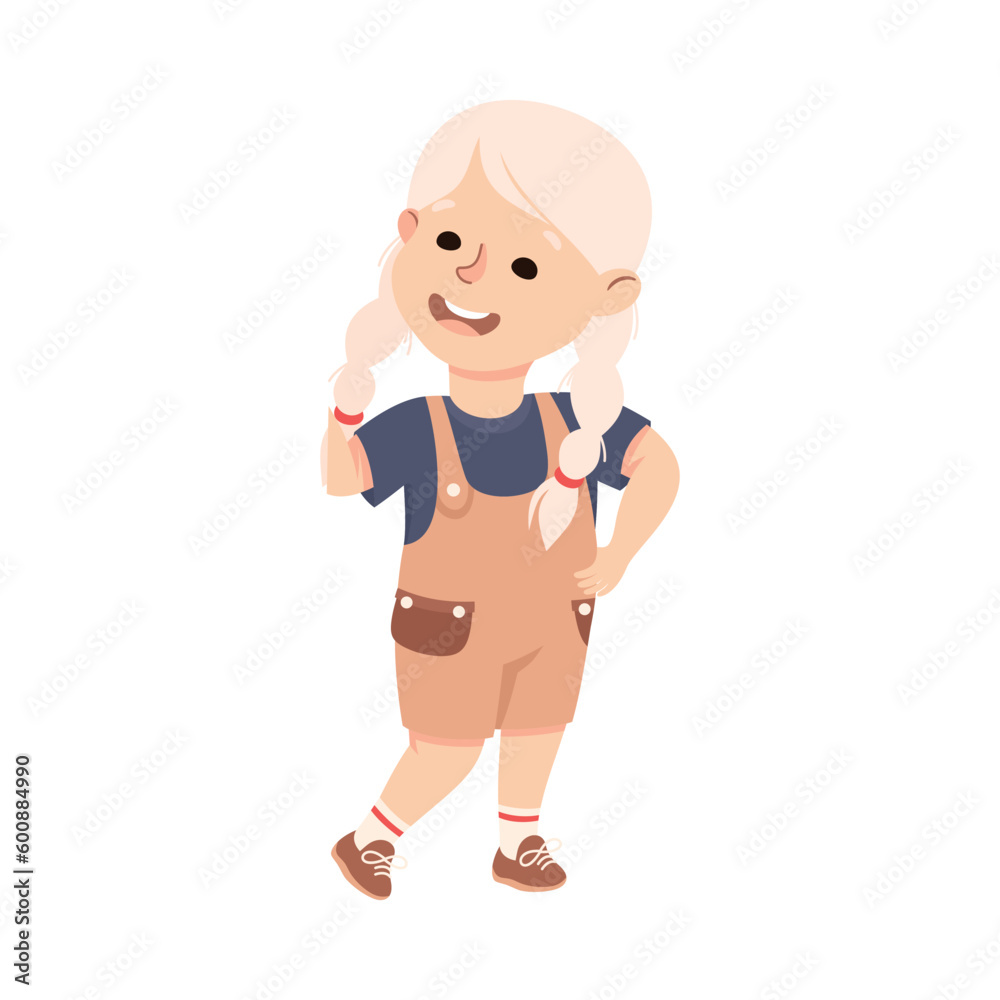 Happy blonde adorable little girl in casual outfit vector illustration Happy blonde adorable little girl in casual outfit vector illustration