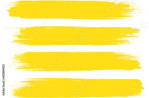 Yellow brush stroke set isolated on background. Paint brush stroke vector for ink paint, grunge design element, dirt banner, watercolor design, dirty texture. Trendy brush stroke, vector illustration
