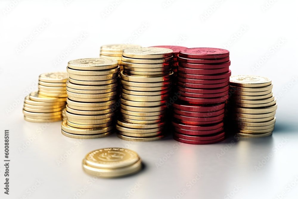 Coins stack. Money pile wealth background. Generative AI Coins stack. Money pile wealth background. Generative AI