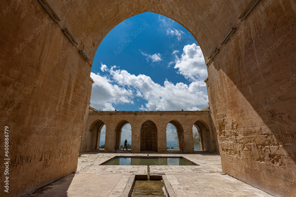 Kasimiye Madrasah (Kasimiye Medresesi) Historical madrasah in Mardin city. Detail view from the entrance of madrasa.