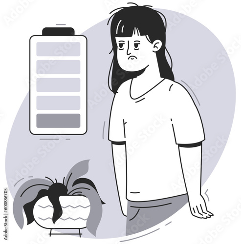 Tired Woman With Low Energy Illustration